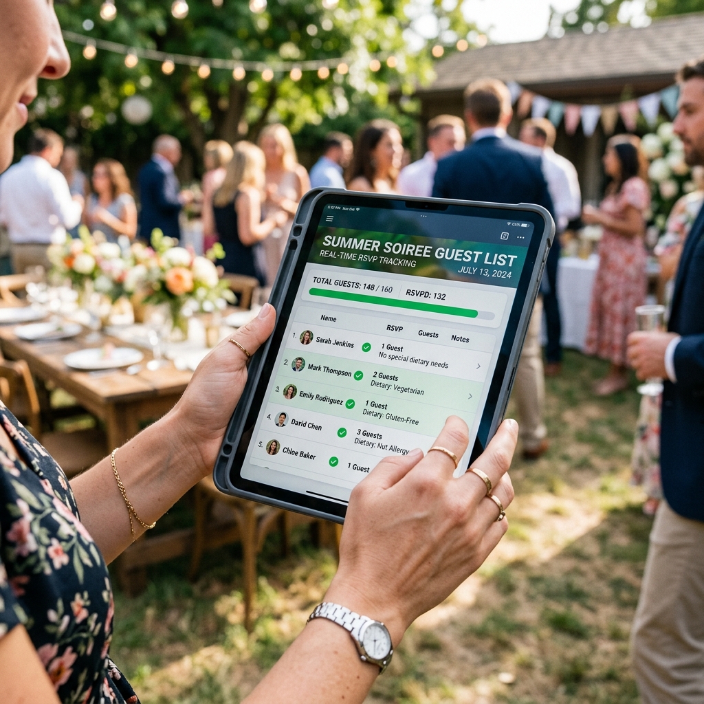 A host checking guest RSVPs
